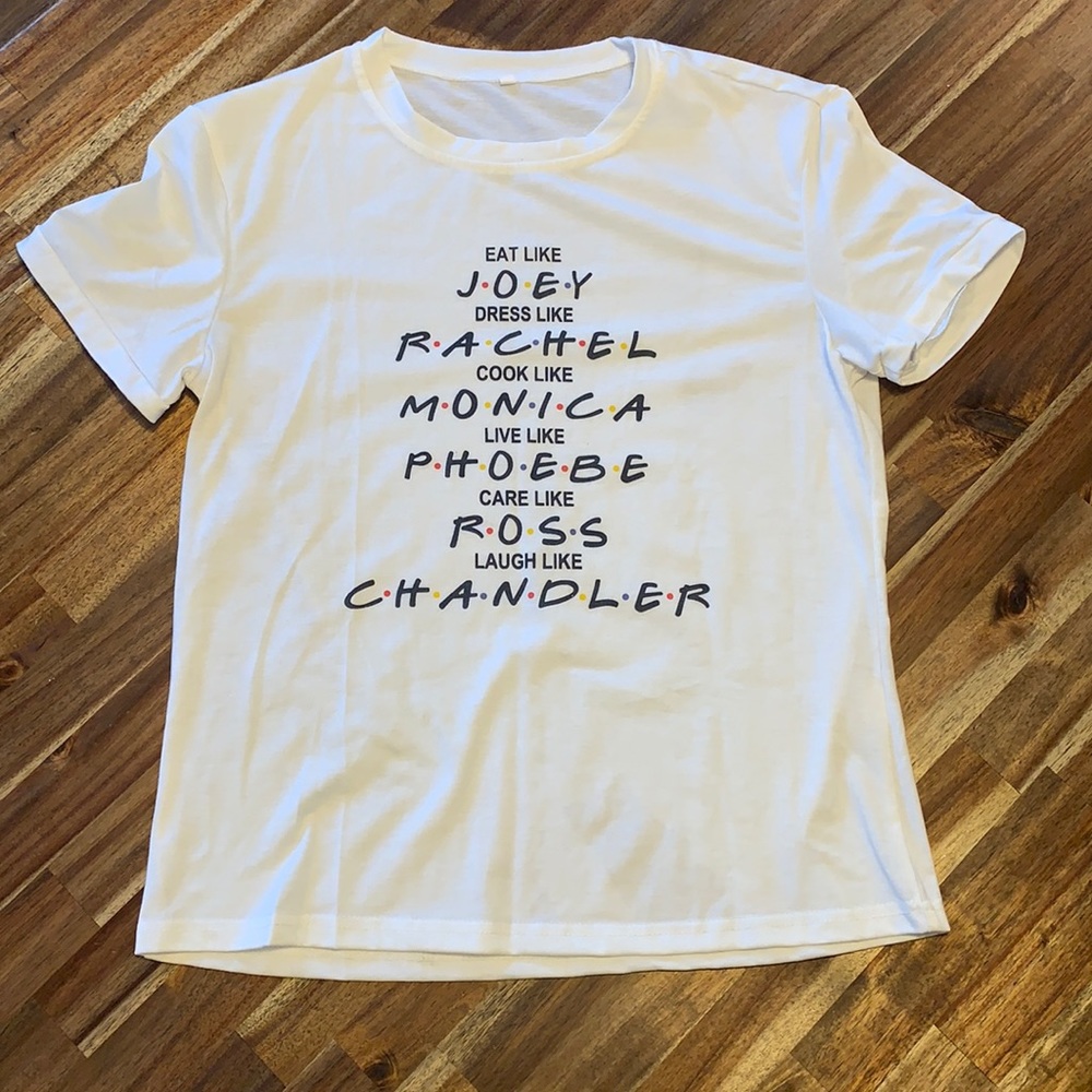 White FRIENDS TV Show Graphic T-Shirt Size M EUC